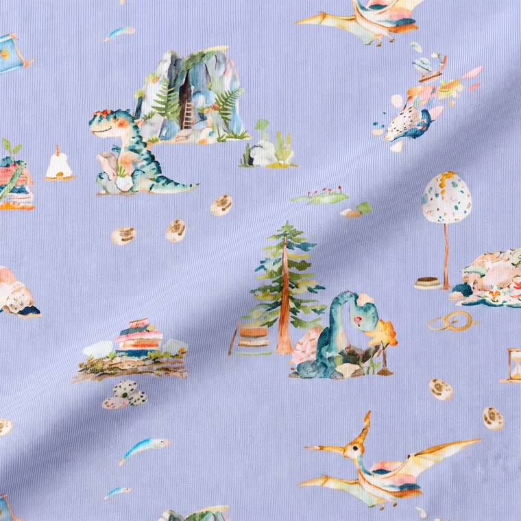 Dino Tales bamboo long sleeve pajama set — fabric