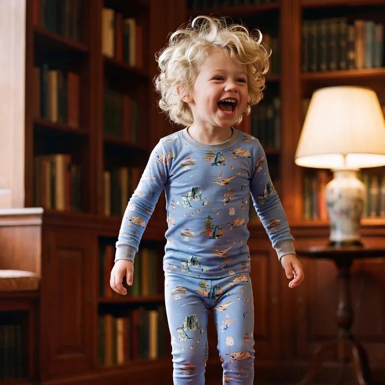 Dino Tales bamboo long sleeve pajama set — in wear