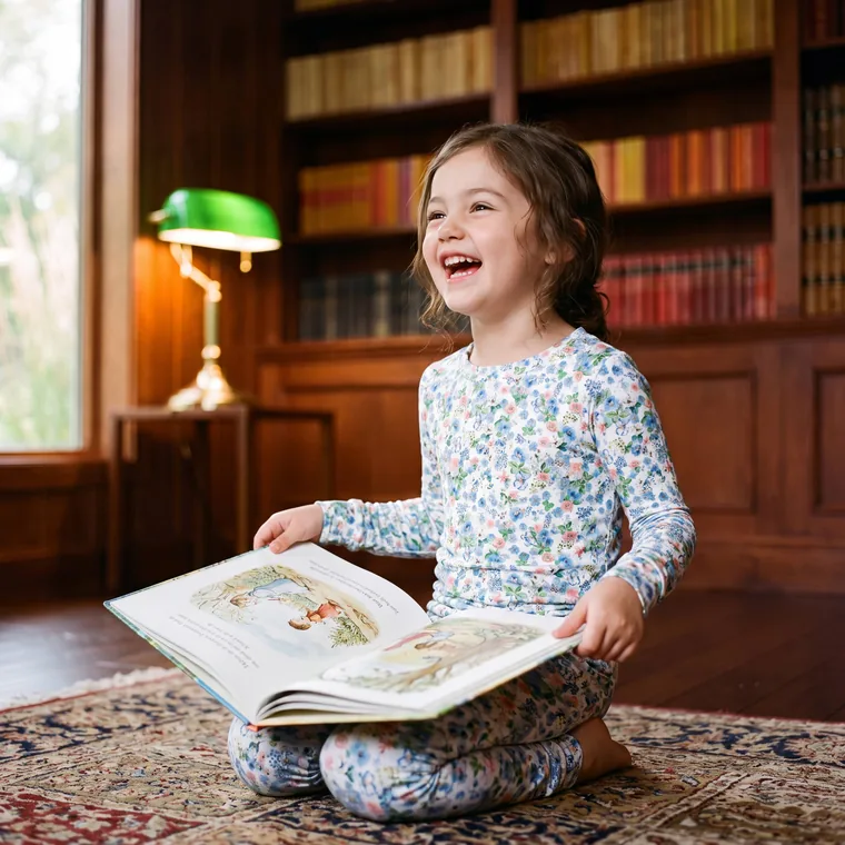 Forget Me Not bamboo long sleeve pajama set — in wear