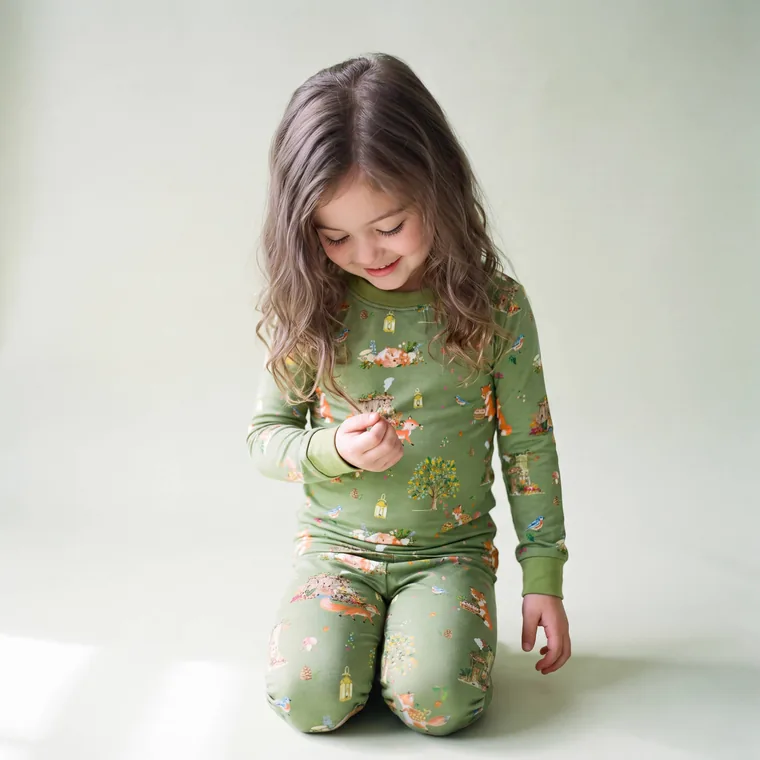 Fox Hollow bamboo long sleeve pajama set — model