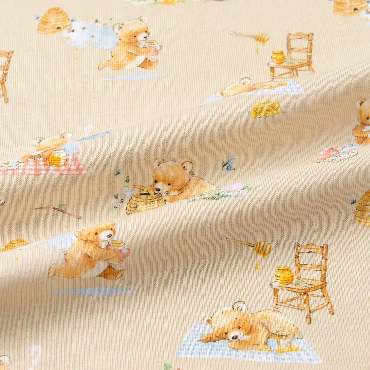 Honey Bear bamboo long sleeve pajama set — fabric