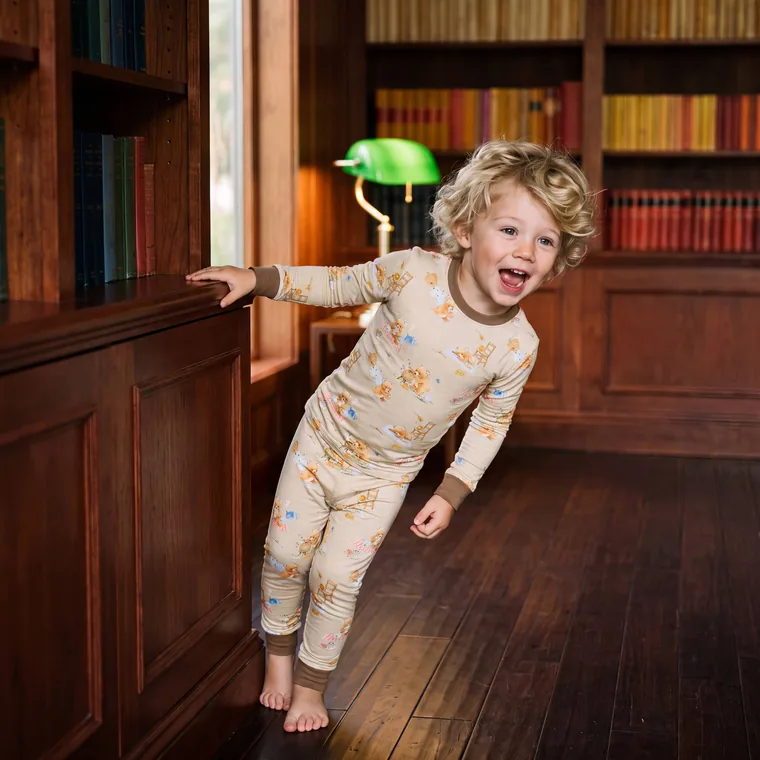 Honey Bear bamboo long sleeve pajama set — in wear