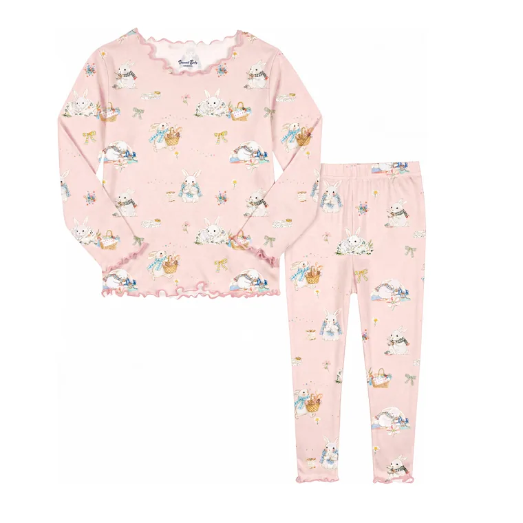 Little Tailor bamboo long sleeve pajama set — flat lay