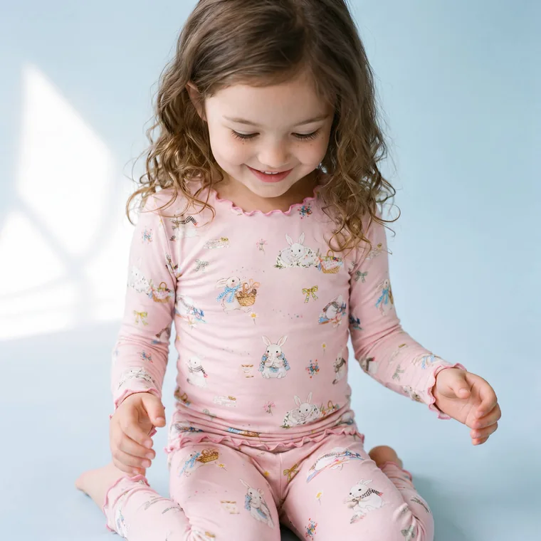 Little Tailor bamboo long sleeve pajama set — model
