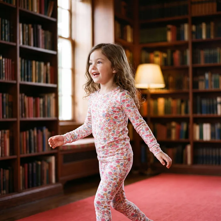 Rosy Posy bamboo long sleeve pajama set — in wear
