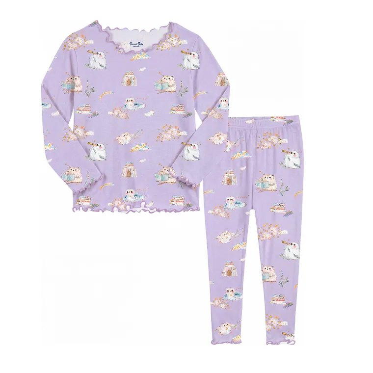 Stargazer bamboo long sleeve pajama set — flat lay