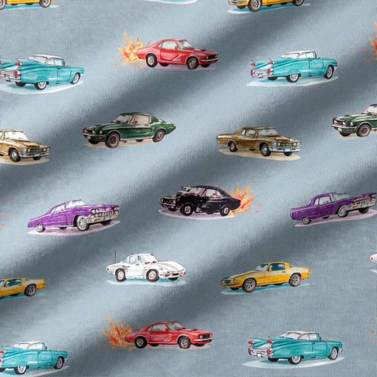 Vintage Cars bamboo long sleeve pajama set — fabric